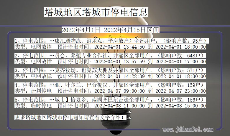 新疆维吾尔自治区塔城地区塔城停电通知