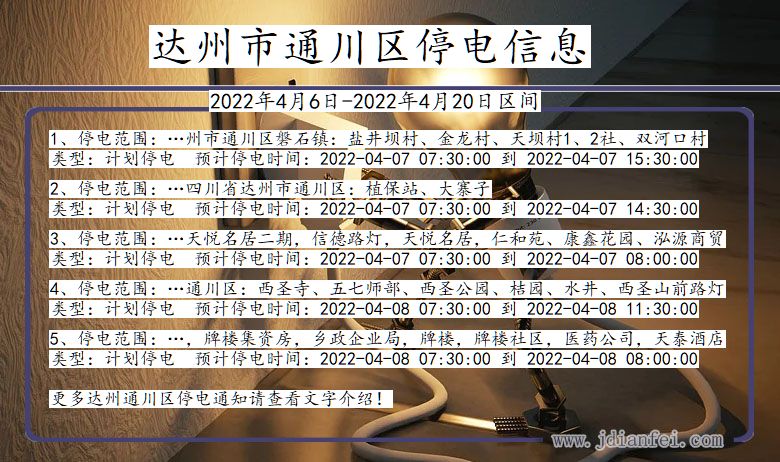 四川省达州通川停电通知