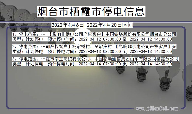 山东省烟台栖霞停电通知