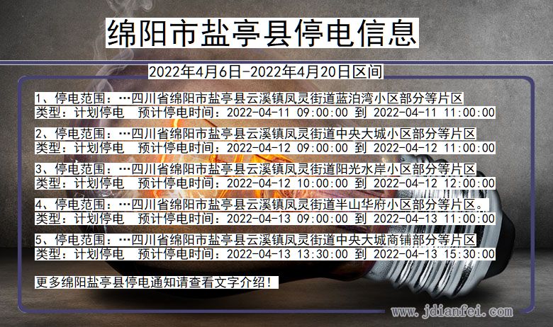 四川省绵阳盐亭停电通知