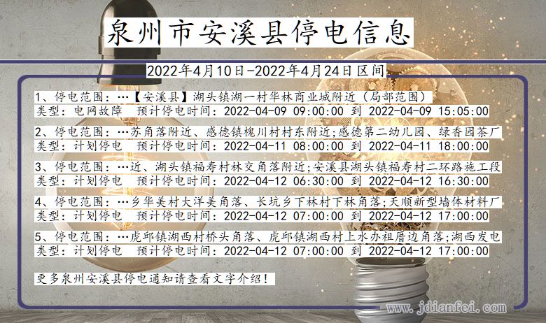 福建省泉州安溪停电通知