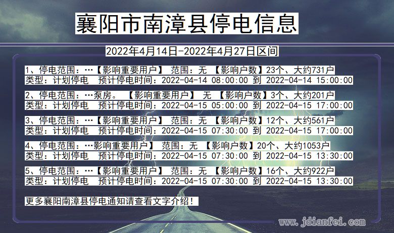 襄阳南漳停电通知 湖北省襄阳南漳停电通知