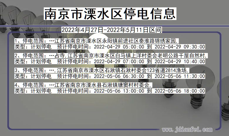 江苏省南京溧水停电通知