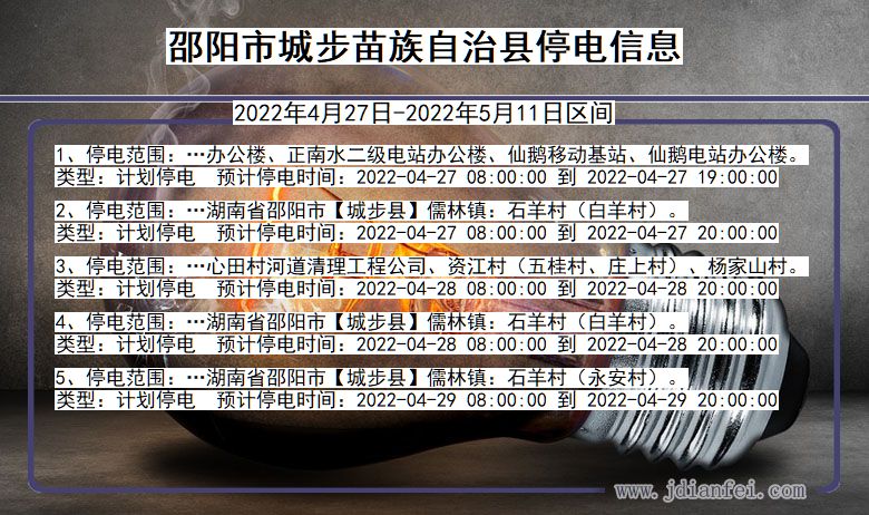 湖南省邵阳城步苗族自治停电通知