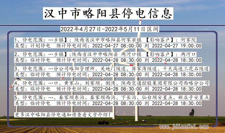 略阳2022年4月27日到2022年5月11日停电通知查询_略阳停电通知公告