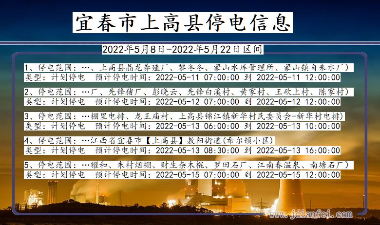 江西省宜春上高停电通知