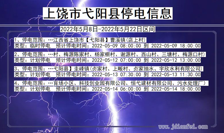 上饶弋阳停电通知 江西省上饶弋阳停电通知
