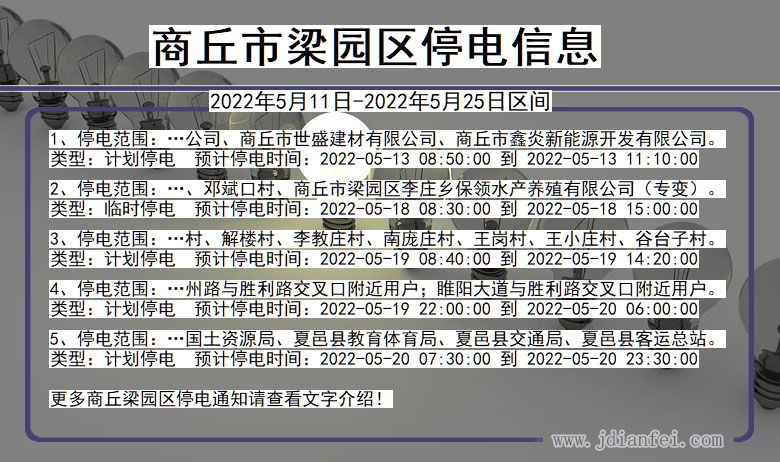 河南省商丘梁园停电通知