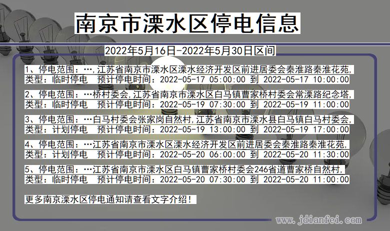 南京溧水停电通知 江苏省南京溧水停电通知