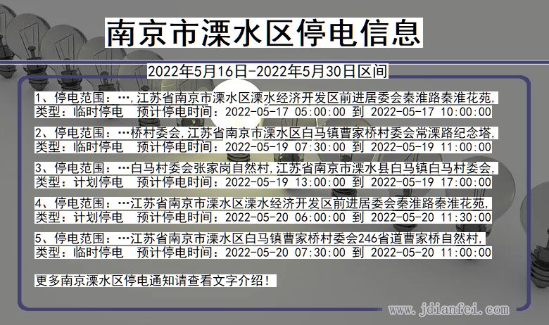 江苏省南京溧水停电通知