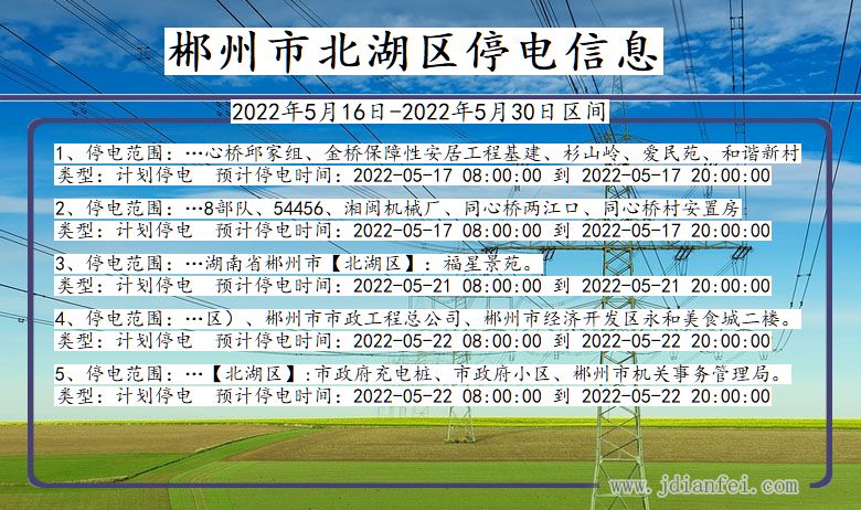 湖南省郴州北湖停电通知