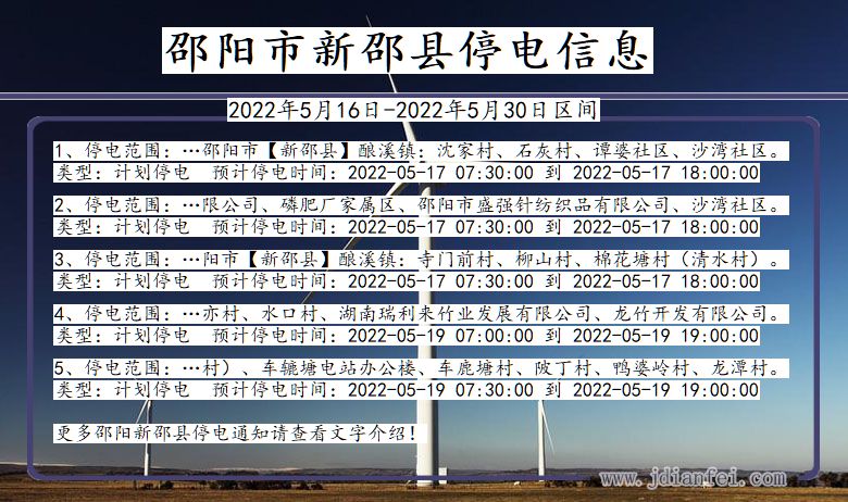 湖南省邵阳新邵停电通知