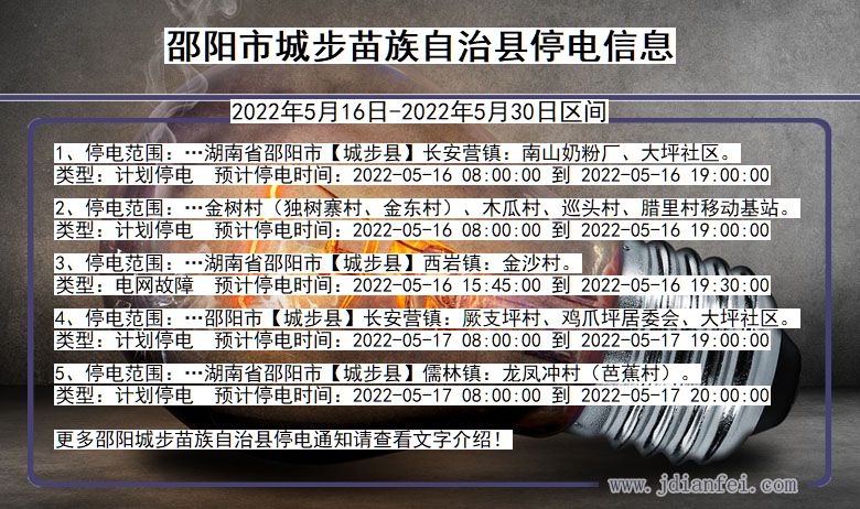 邵阳城步苗族自治停电通知 湖南省邵阳城步苗族自治停电通知