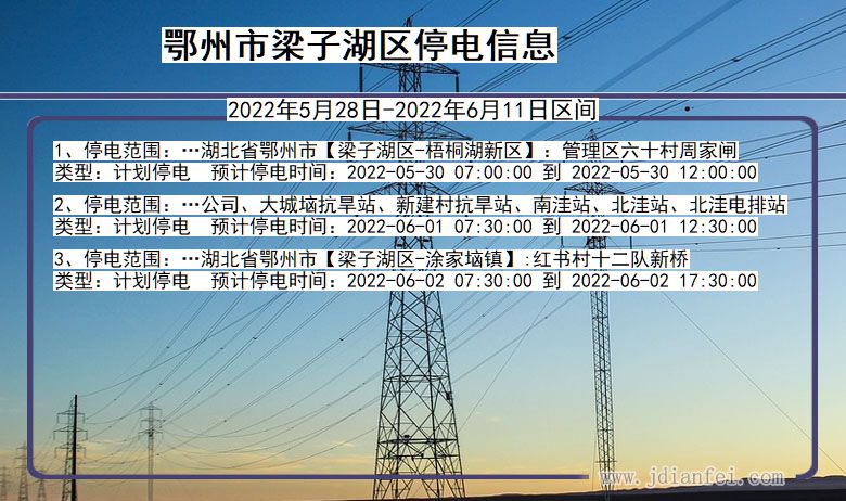 湖北省鄂州梁子湖停电通知