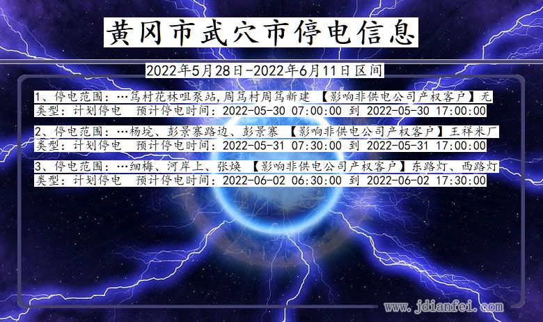 湖北省黄冈武穴停电通知