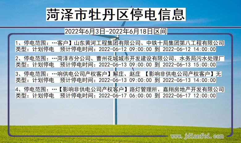 山东省菏泽牡丹停电通知