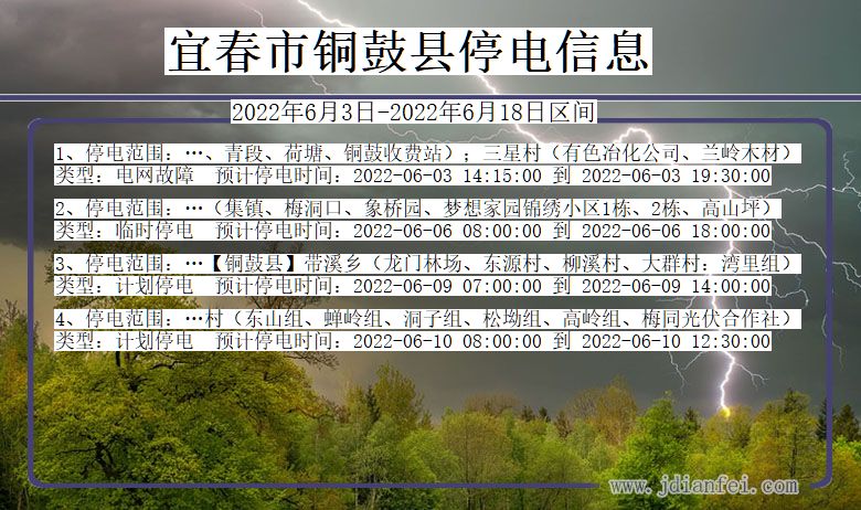 江西省宜春铜鼓停电通知