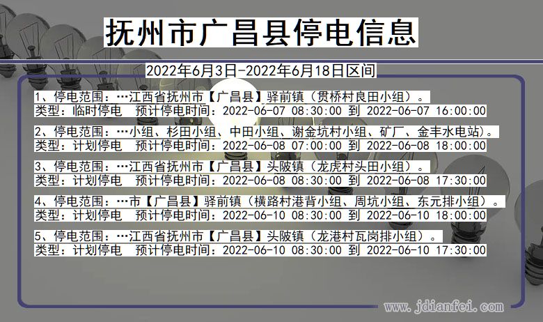 江西省抚州广昌停电通知