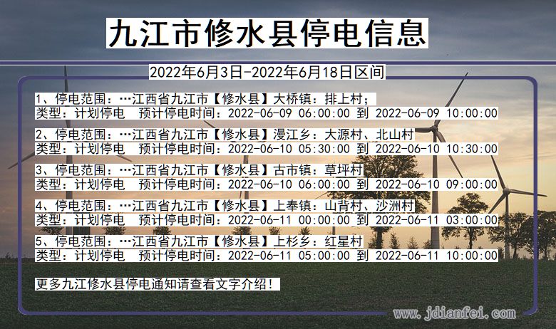 江西省九江修水停电通知