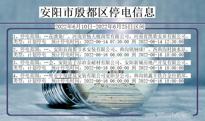 河南省安阳殷都停电通知