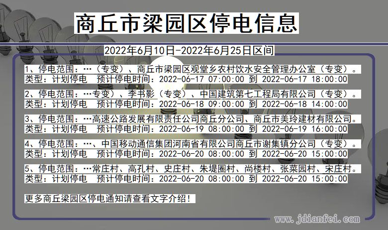 河南省商丘梁园停电通知