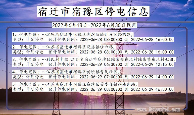 江苏省宿迁宿豫停电通知