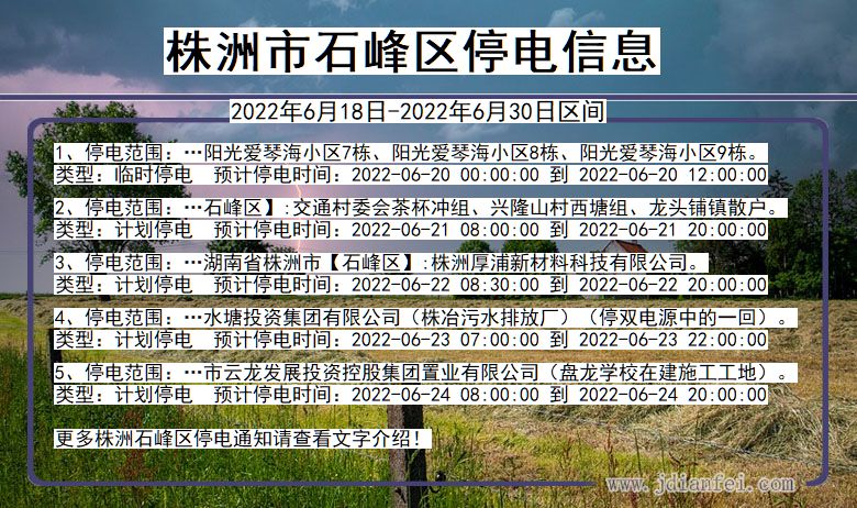 湖南省株洲石峰停电通知