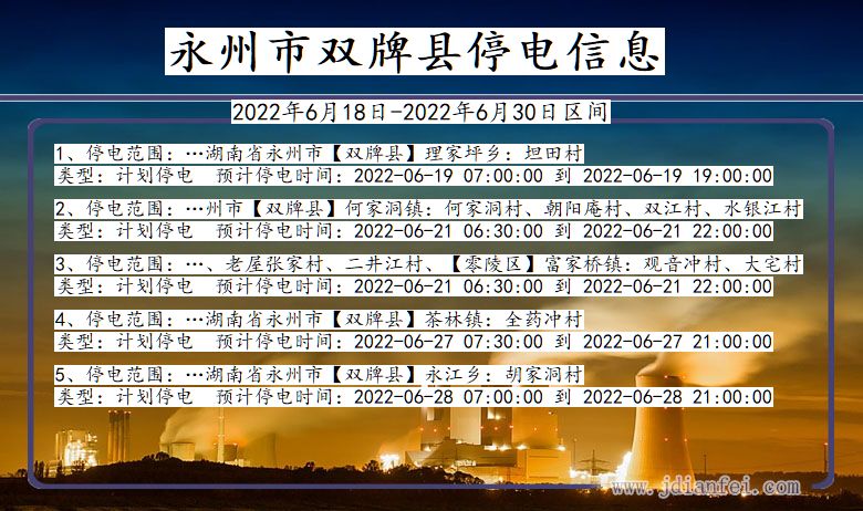 湖南省永州双牌停电通知