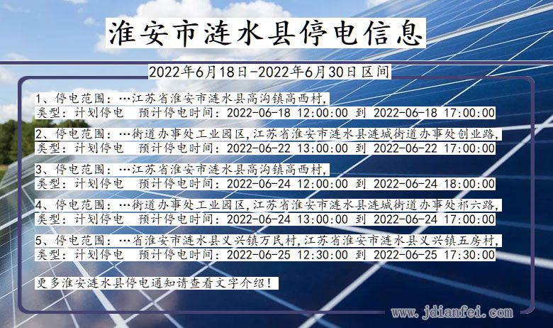 江苏省淮安涟水停电通知