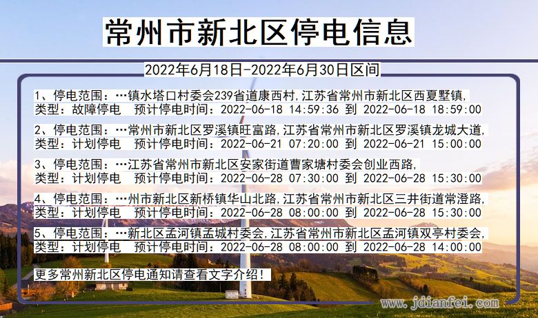 江苏省常州新北停电通知