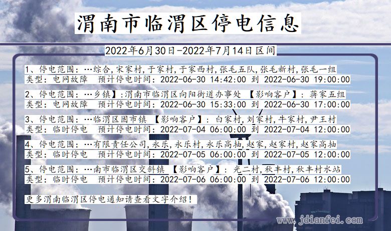 陕西省渭南临渭停电通知