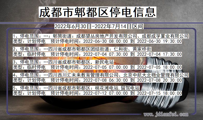 四川省成都郫都停电通知