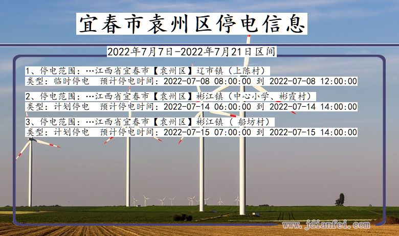 袁州停电_宜春袁州2022年7月7日到2022年7月21日停电通知查询