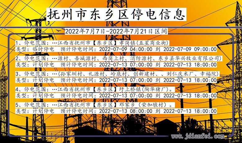抚州东乡停电通知 江西省抚州东乡停电通知