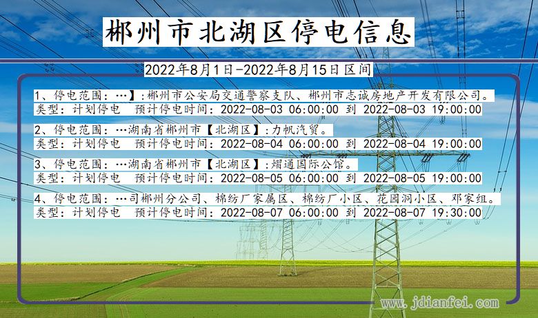 湖南省郴州北湖停电通知