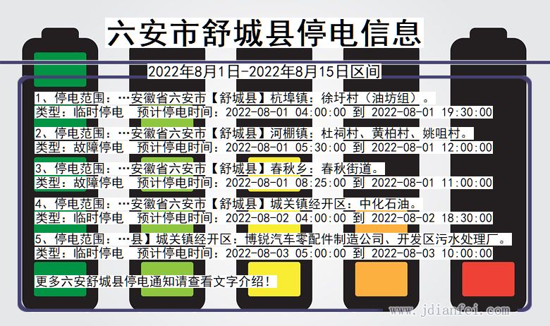 安徽省六安舒城停电通知