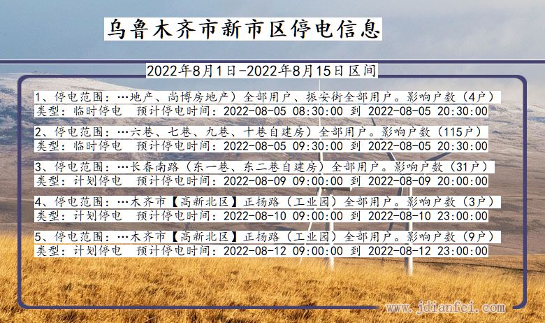 乌鲁木齐新停电通知 新疆维吾尔自治区乌鲁木齐新停电通知