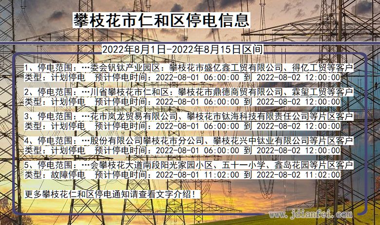 四川省攀枝花仁和停电通知