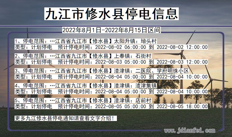 江西省九江修水停电通知