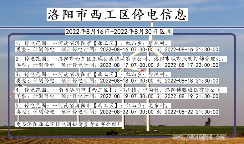 河南省洛阳西工停电通知