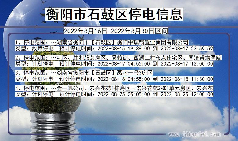 湖南省衡阳石鼓停电通知