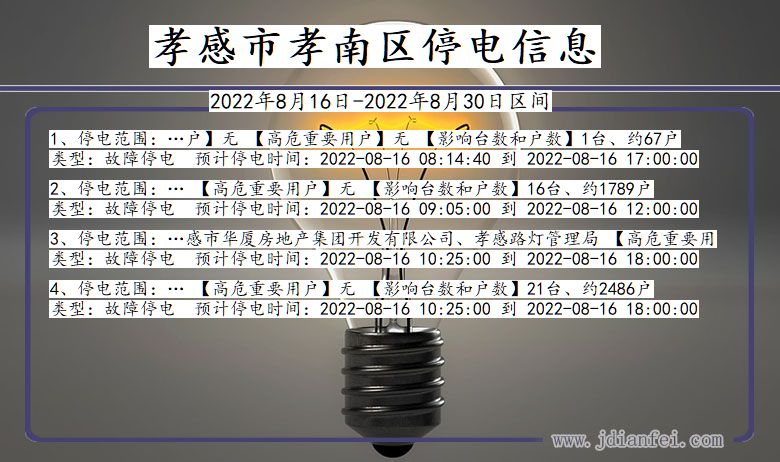 湖北省孝感孝南停电通知