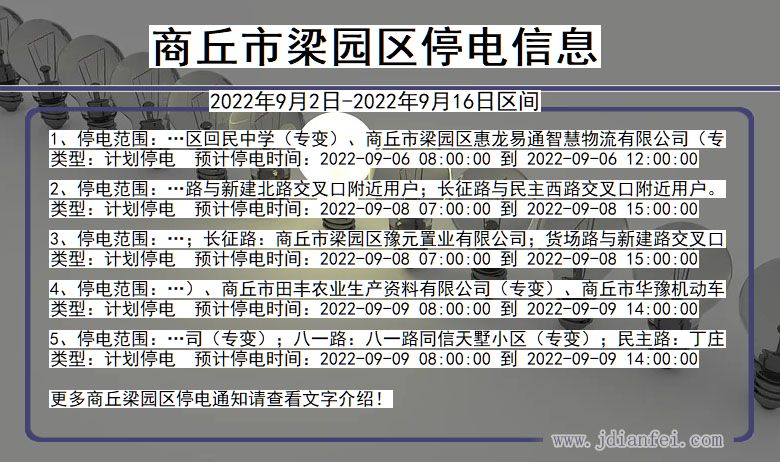 河南省商丘梁园停电通知