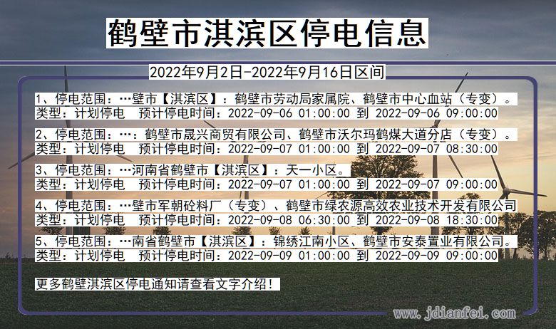 河南省鹤壁淇滨停电通知