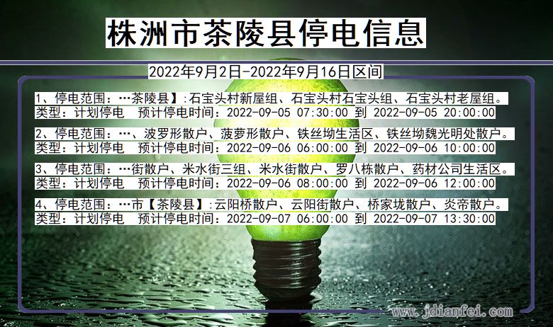 湖南省株洲茶陵停电通知