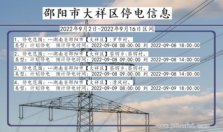 湖南省邵阳大祥停电通知