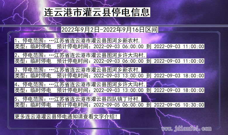 连云港灌云停电通知 江苏省连云港灌云停电通知