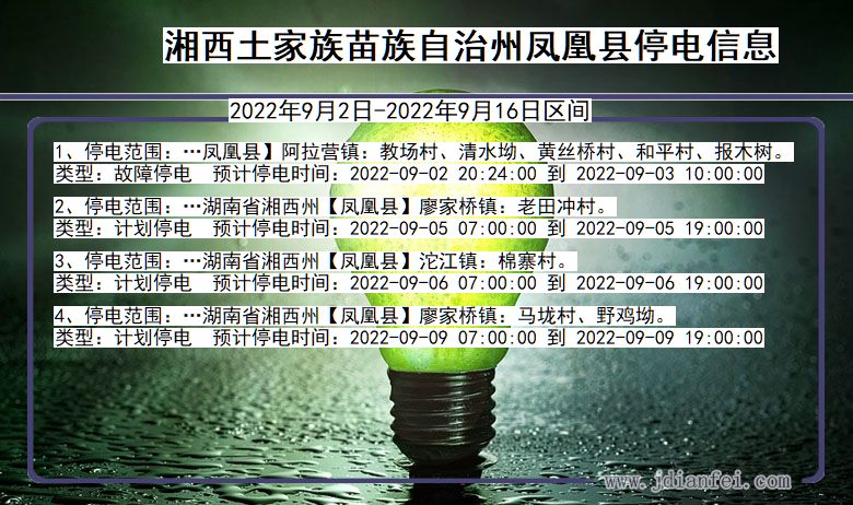 湘西凤凰停电通知 湖南省湘西凤凰停电通知