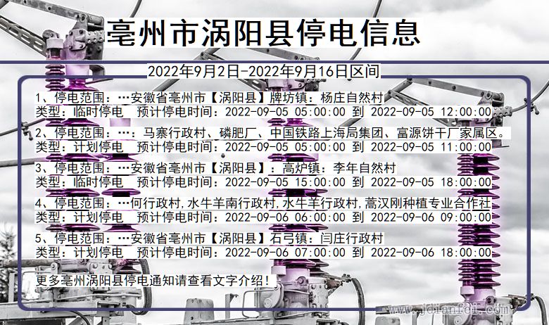 亳州涡阳停电通知 安徽省亳州涡阳停电通知