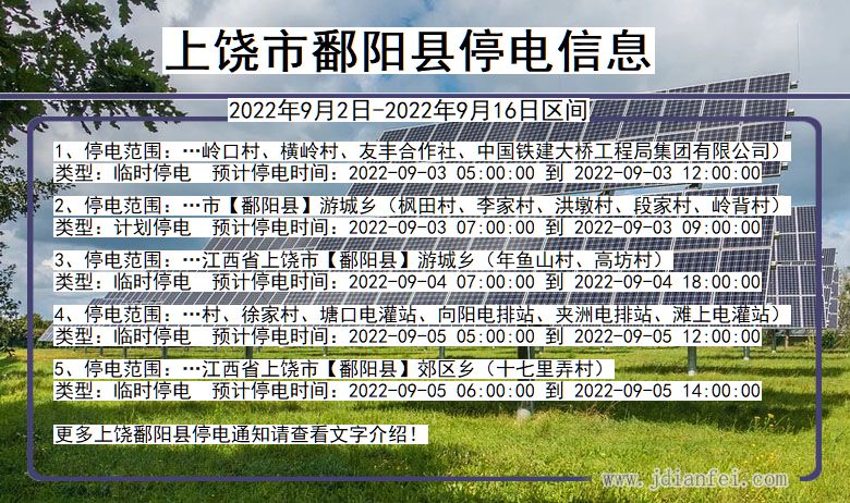 江西省上饶鄱阳停电通知